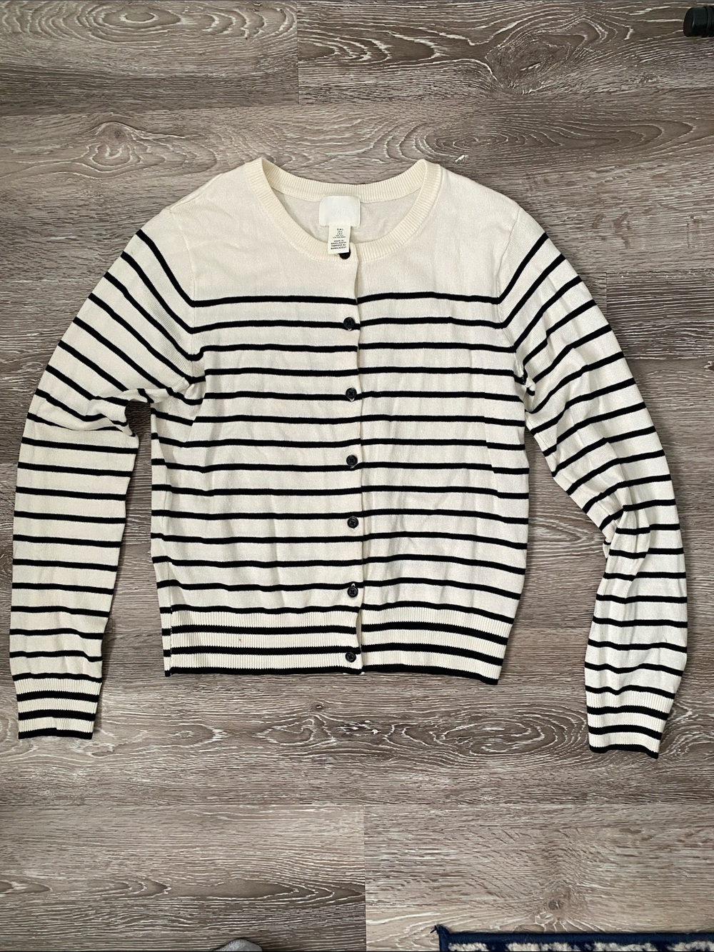 H&M Cream & Black Striped Button Cardigan